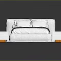 Modern White Bed Frame With Headboard White Pillows Dark Blanket Nightstands With Orange Base