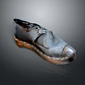 Vintage Black Leather Shoes With Worn Surface Metal Buckle And Rusted Sole Edges