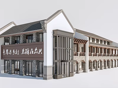 Rural Self Built House Exterior Design With Traditional Roof And Stone Walls 3d model