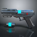 Futuristic Sci-Fi Gun with Black Design Blue Illuminated Parts and Scope Accessory