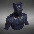 Game and Movie Character Black Panther Bust with Black Purple Patterned Suit and Muscular Design