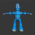 Blue Robot 3D Character With Extended Arms And Metallic Design Features