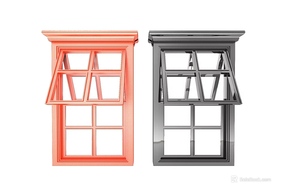 Two Orange and Black Lockers with Flip up Doors and Pane Design Details 3d model 