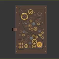 Wooden Decorative Tray With Colorful Gears Circular Patterns And Square Blocks