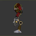 Mechanical Robot Character And Plant Bio Hybrid With Red Arms Yellow Joints White Feet
