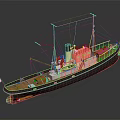 Vintage Detailed Scale Model Ship With Black Red Hull Yellow Superstructure Masts And Chimney