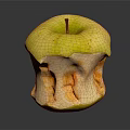 Juicy Bitten Green Apple With Visible Core On Dark Background