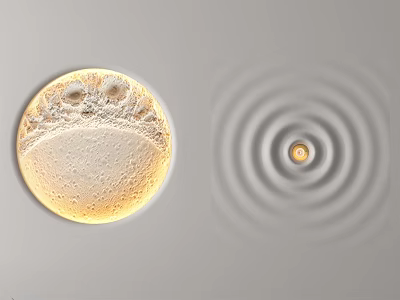 Left Circular Textured Structure And Right Concentric Ripples With Central Dot On Gray Background 3d model