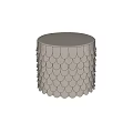 Round Light Colored Stool With Fish Scale Texture And Minimalist Design 3d model