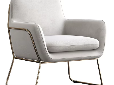 Modern Light Gray Accent Chair With Stylish Metal Frame And Comfortable Design 3d model