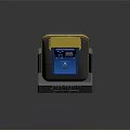 Foot Operated Sanitizer Equipment With Blue Panel Yellow Stand And Gray Base