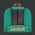 Vintage Style Decorative Ornament Set With Turquoise Jukebox Design And Front Buttons
