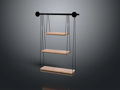 Playground Equipment With Suspended Multi Layer Wooden Steps And Black Frame For Kids 3d model