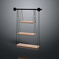 Playground Equipment With Suspended Multi Layer Wooden Steps And Black Frame For Kids