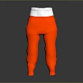 Orange Loose Fit Sweatpants Featuring White Elastic Waistband For Comfortable Daily Wear