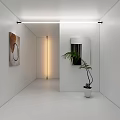 Stylish Decorative Lighting In Modern Minimalist Interior With White Walls Mirror Plant And Artwork
