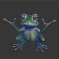Vibrant Green Frog With Prominent Eyes And Orange Fingers Toes Sitting Pose
