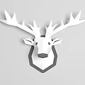 Geometric Gold And 3D White Deer Head Wall Decor For Home Decoration
