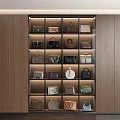 Elegant Luxury Bag Collection On Illuminated Display Shelf With Various Styles And Colors