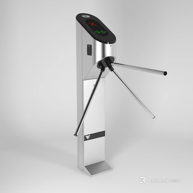 Stainless Steel Tripod Turnstile With Digital Display And Vertical Structure 3d model 