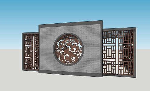 Chinese style landscape wall 3d model