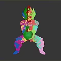 Super Saiyan 3D Model with Blonde Spiky Hair Orange Outfit Crouching Holding Blue Energy Ball