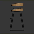 Two Modern Wooden Top Stools With Black Metal Legs In Minimalist Design