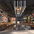 Industrial LOFT Bar Clear Bar Card Block Area Bar Counter Cashier Wine Cabinet Card Block 3d model