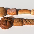 Bread Food Food Doughnut Chocolate Bread Early Breakfast Snack Sweets Cake Pastry Oatmeal Bread Coarse Grain Bread 3d model