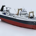 Detailed Ship Model Featuring White Dark Blue Red Hull Deck Cranes And Upper Structures 3d model