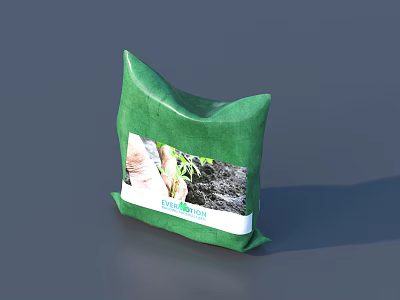 Green Potting Soil Bag With Garden Plant Image And Label For Home Use 3d model