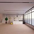 School Modern Study Area With Large Windows Bookshelves And Green Plants