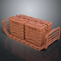 Brown Plastic Storage Boxes on Railing Pallet for Household Organization Supplies