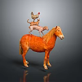 Colorful Stacked Animals Arrangement On Horseback Including Chicken Dog And Sheep