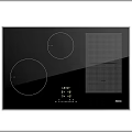 Sleek Black Glass Electric Cooktop with Circular Heating Zones Digital Display and Grill Area