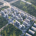 Aerial View Of Well Planned Residential Buildings Surrounded By Green Spaces And Roads