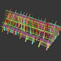 Building Construction Framework With Grid Structure Support Beams And Crossed Columns Design