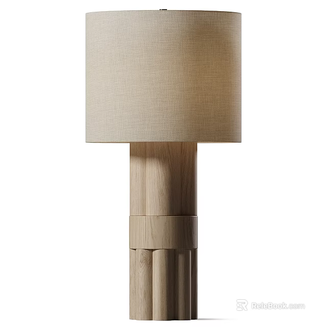 Modern Table Lamp With Wooden Base And Fabric Shade For Home Interior Decor 3d model 