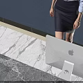 Modern Marble Reception Desk 3D Model With Welcome Sign And Background Wall 3d model