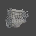 Detailed Automotive Engine With Cylinder Head Piston And Mechanical Components