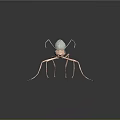 3D Model Light Pink Ant With Transparent Abdomen Long Slender Legs Antennae On Dark Background