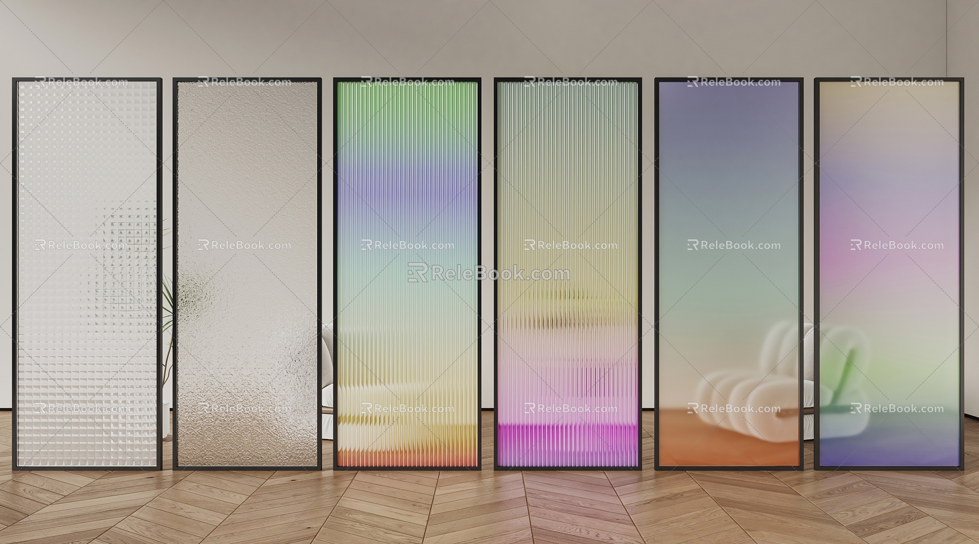 Gradient glass screen partition Changhong glass frosted glass 3d model