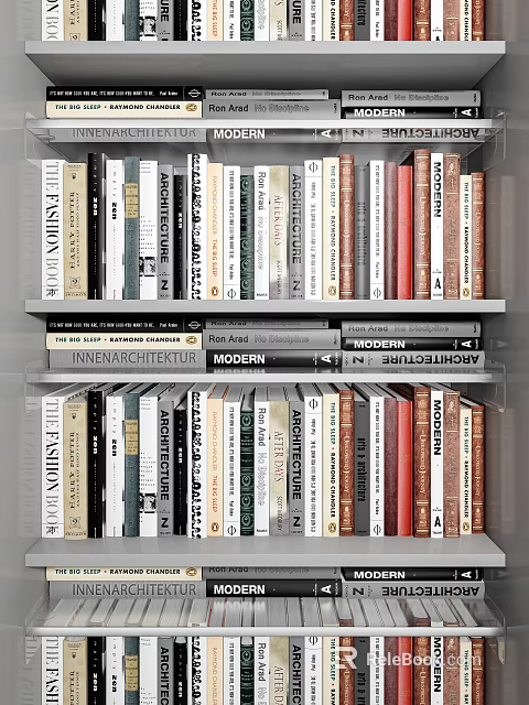 Diverse Books Collection On Shelf Featuring Fashion Modern Architecture And Interior Design Titles 3d model 