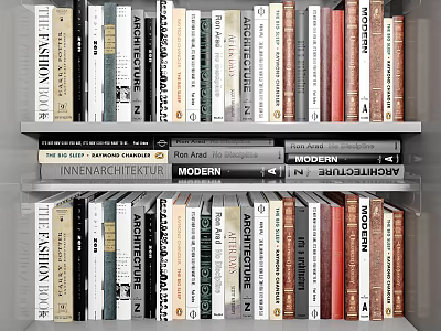 Diverse Books Collection On Shelf Featuring Fashion Modern Architecture And Interior Design Titles 3d model