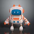 Low Poly Robot Character With White Blue Orange Design For Game And Animation Projects 3d model