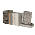 Stacked Books Featuring Modern Design Covers With Neutral Tones And Geometric Patterns