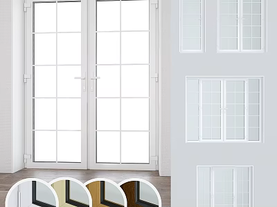 Modern White Doors and Windows in Various Styles with Color Frame Options 3d model
