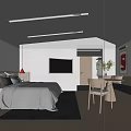Modern Hotel Guest Room Interior With Cozy Bed Wall Mounted TV Armchair And Decorative Painting