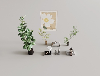 Modern Ornaments Combination Decorative Painting Green Plant Ornaments Ceramic Potted Plants 3d model