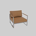 Brown Leather Single Sofa With Metal Frame Modern Stylish Design And Comfortable Seat